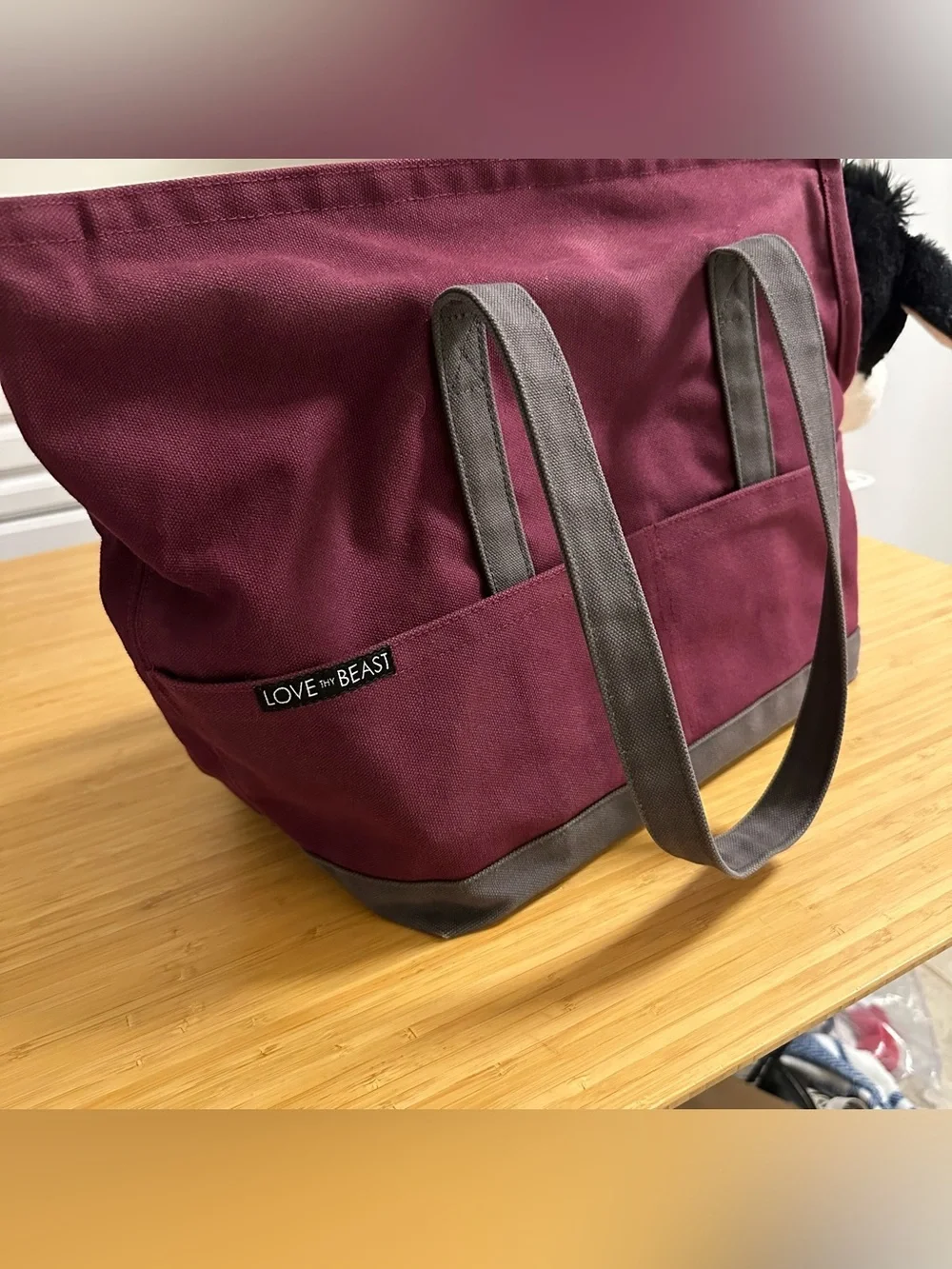 Love Thy Beast Canvas Dog Tote- Medium dog (15lbs)